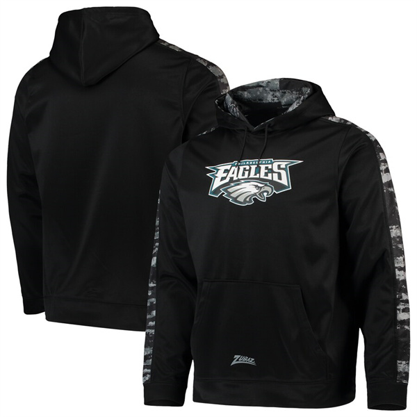 Men's Black Philadelphia Eagles Zubaz Tonal Oxide Pullover Hoodie